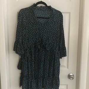 Polka Dot Ruffle Dress, dark green 💚💚